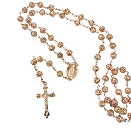 Large Rosary (Miraculous Medal centre) - rose gold