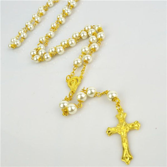 Rosary - White Pearl & Gold