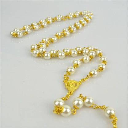 Rosary - White Pearl & Gold